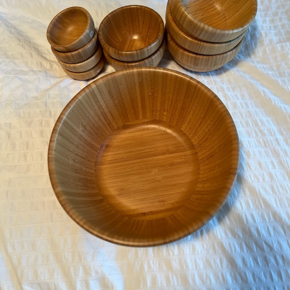 Pampered Chef  Wooden Bowl Set One large salad, 3 med , 2 sm, 4 mini EUC - Picture 1 of 5